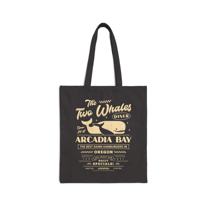 The Two Whales Diner Emblem Cotton Canvas Tote Bag