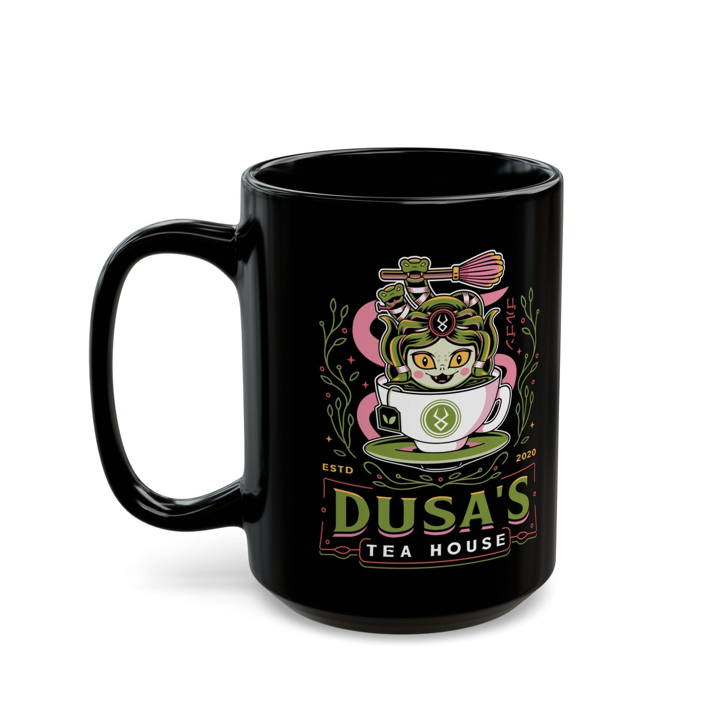 Dusa Green Tea Emblem Black Mug
