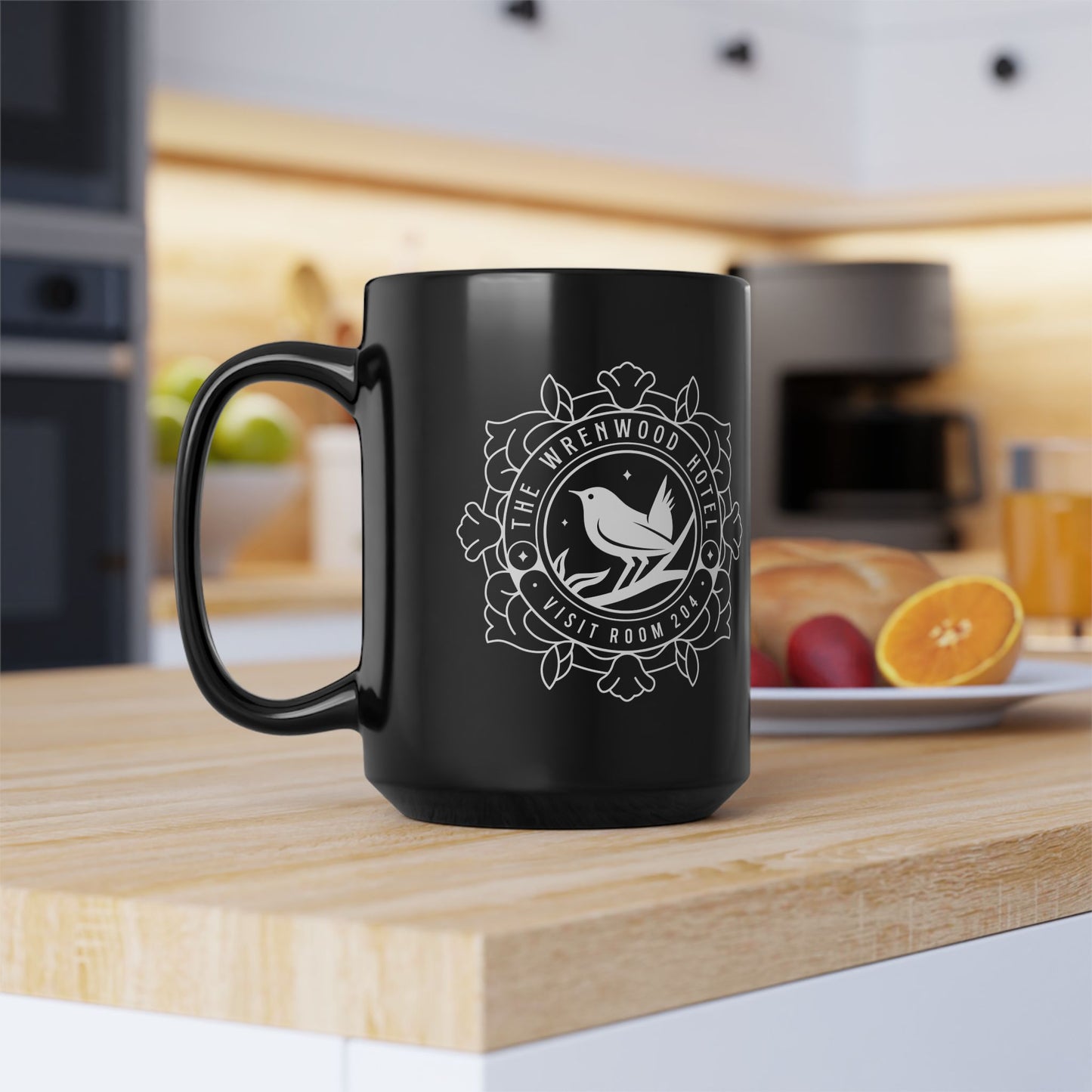 Wrenwood Hotel Emblem Black Mug