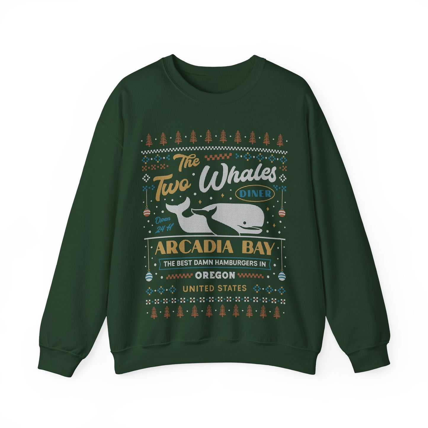 Two Whales Diner Ugly Sweater Unisex Crewneck Sweatshirt