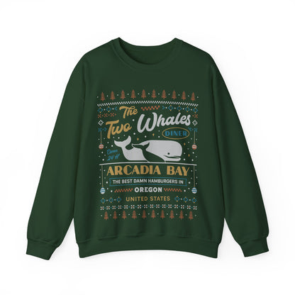 Two Whales Diner Ugly Sweater Unisex Crewneck Sweatshirt