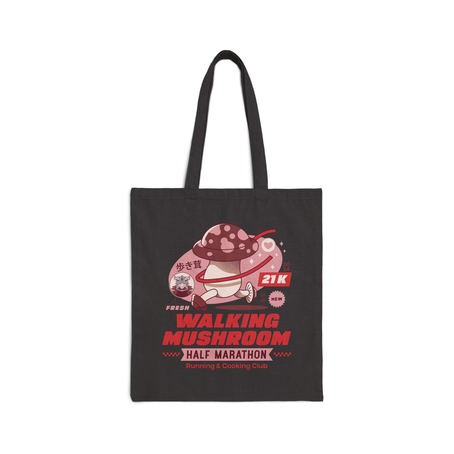 Walking Mushroom Marathon Cotton Canvas Tote Bag