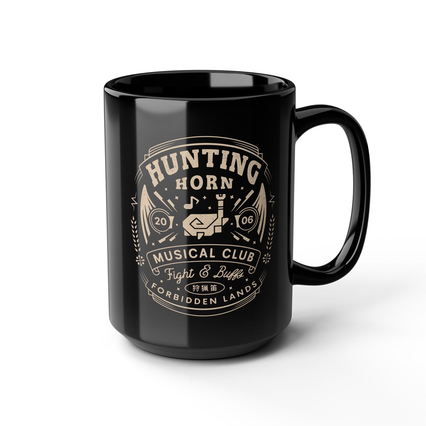 Hunting Horn Musical Club Black Mug