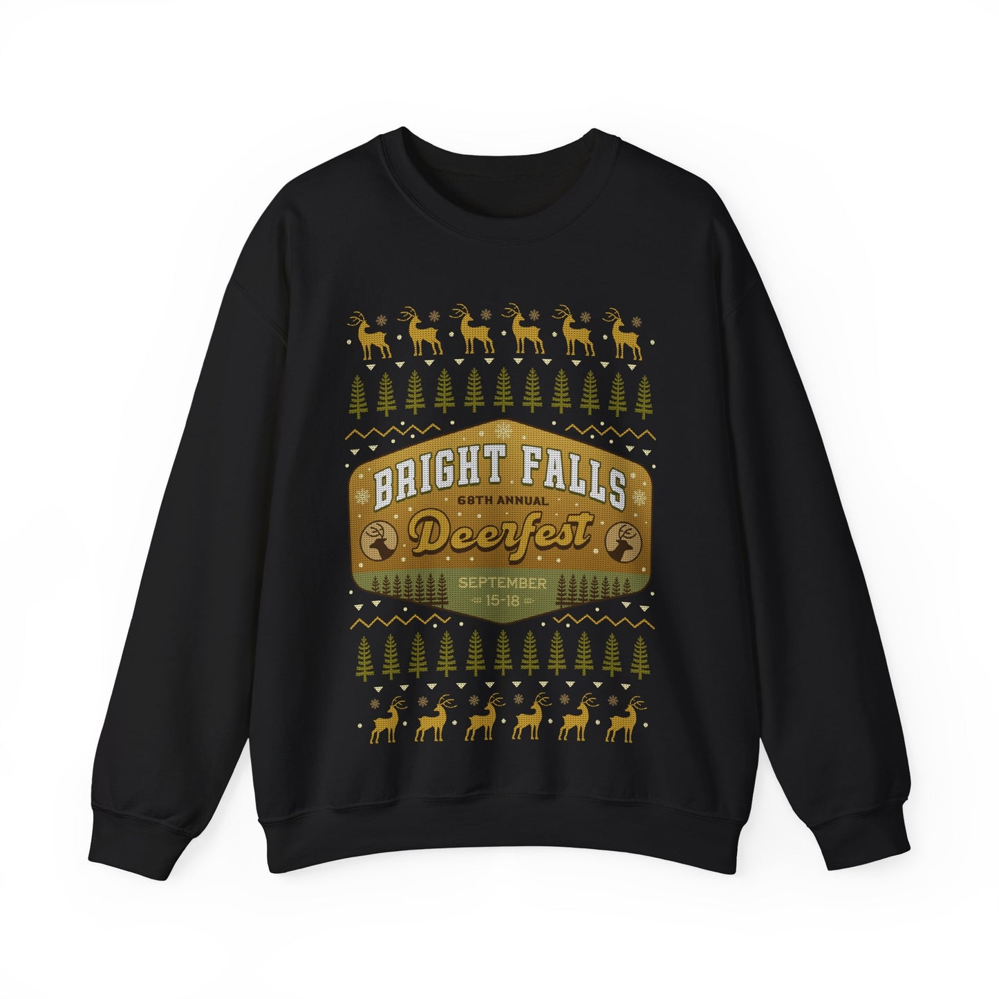 Deerfest Bright Falls Ugly Sweater Unisex Crewneck Sweatshirt