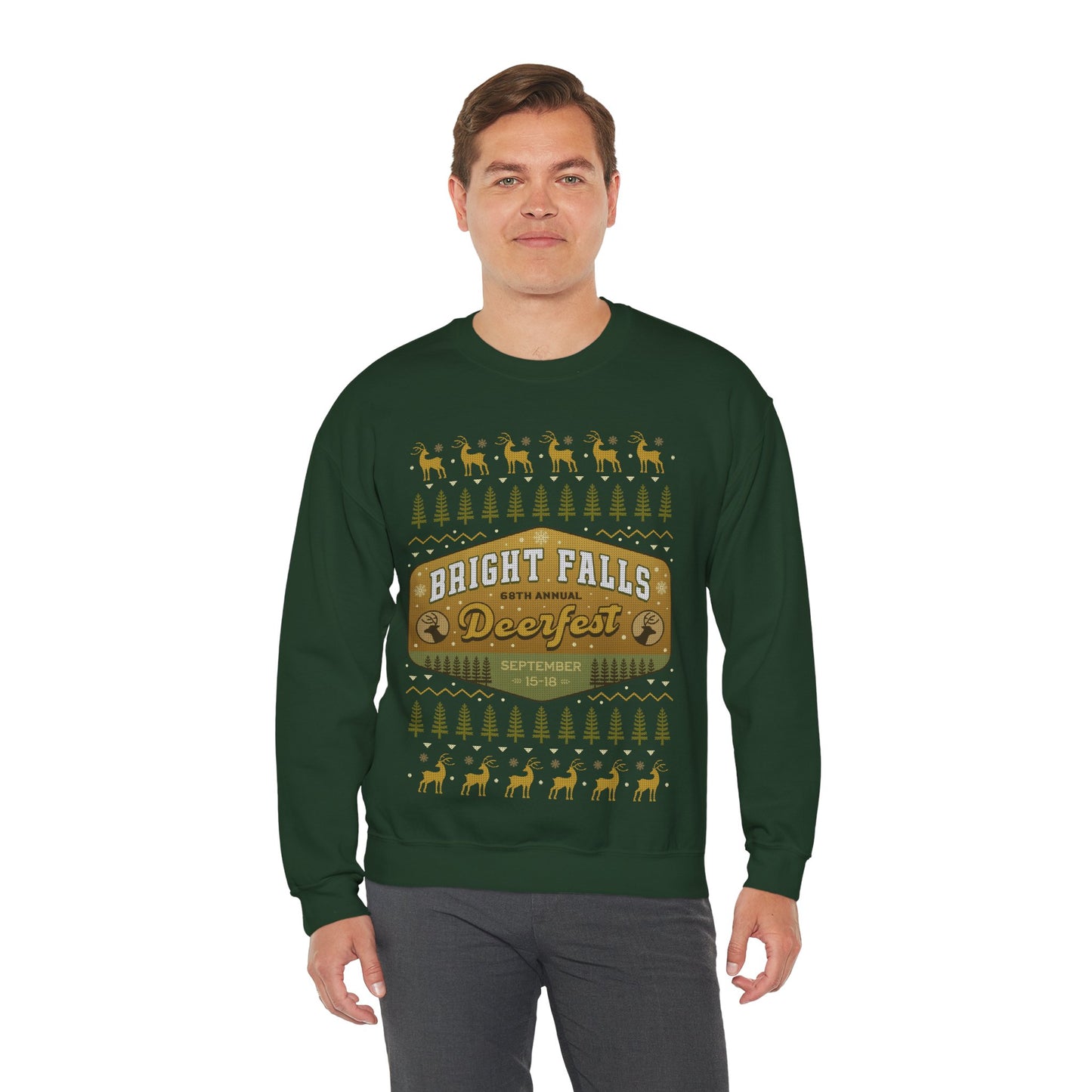 Deerfest Bright Falls Ugly Sweater Unisex Crewneck Sweatshirt