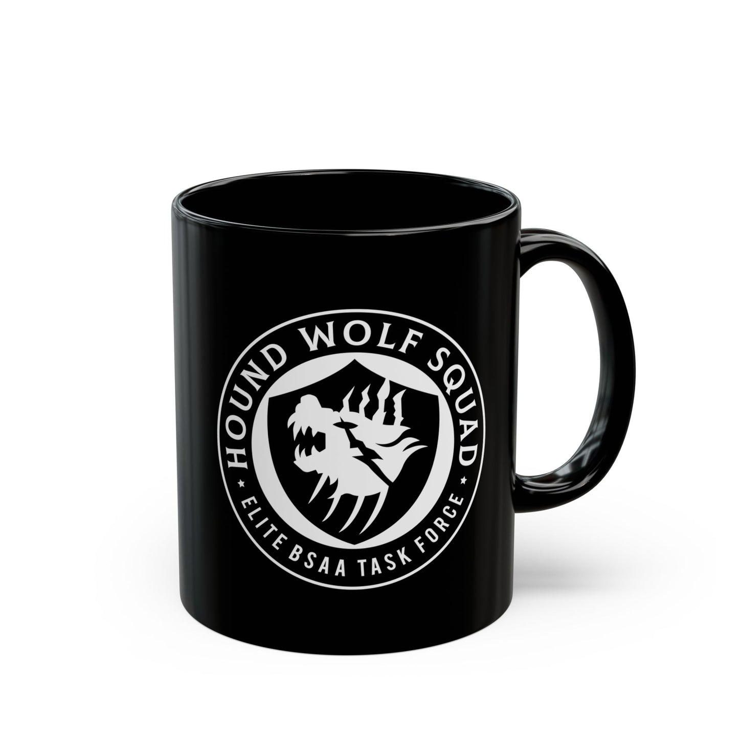 Hound Wolf Squad Crest Black Mug