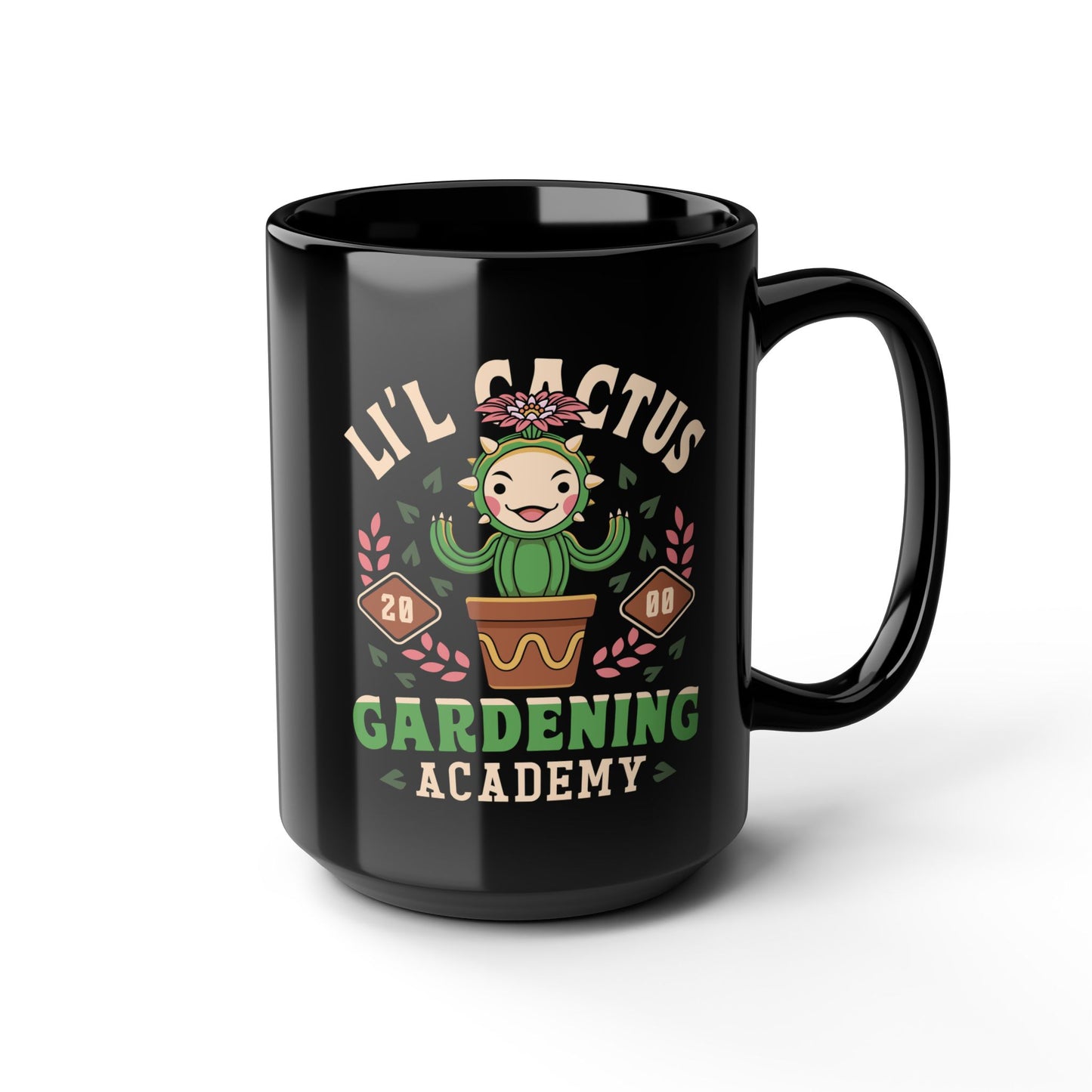 Lil Cactus Gardening Academy Black Mug