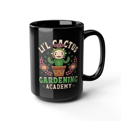Lil Cactus Gardening Academy Black Mug
