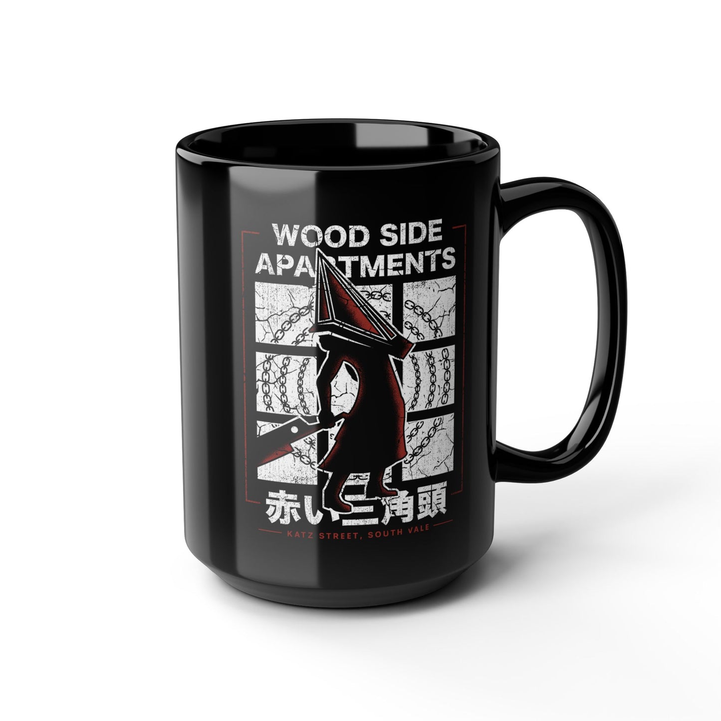 Wood Side Apartments Monster Black Mug