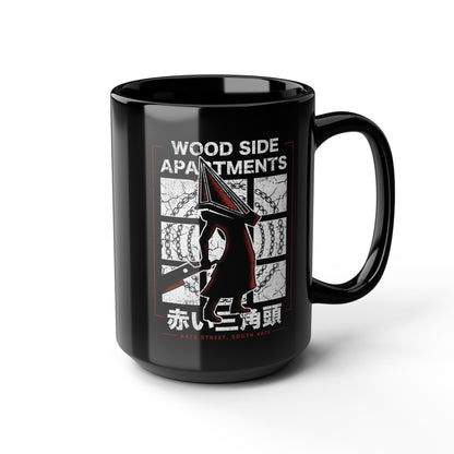 Wood Side Apartments Monster Black Mug