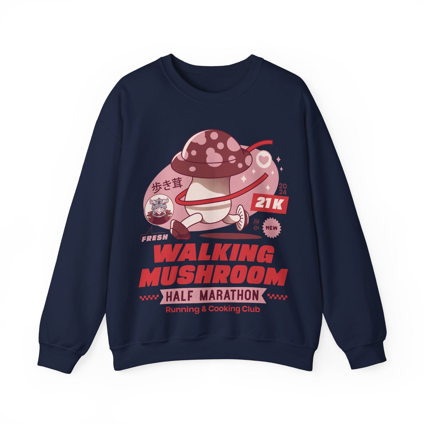 Walking Mushroom Marathon Unisex Crewneck Sweatshirt