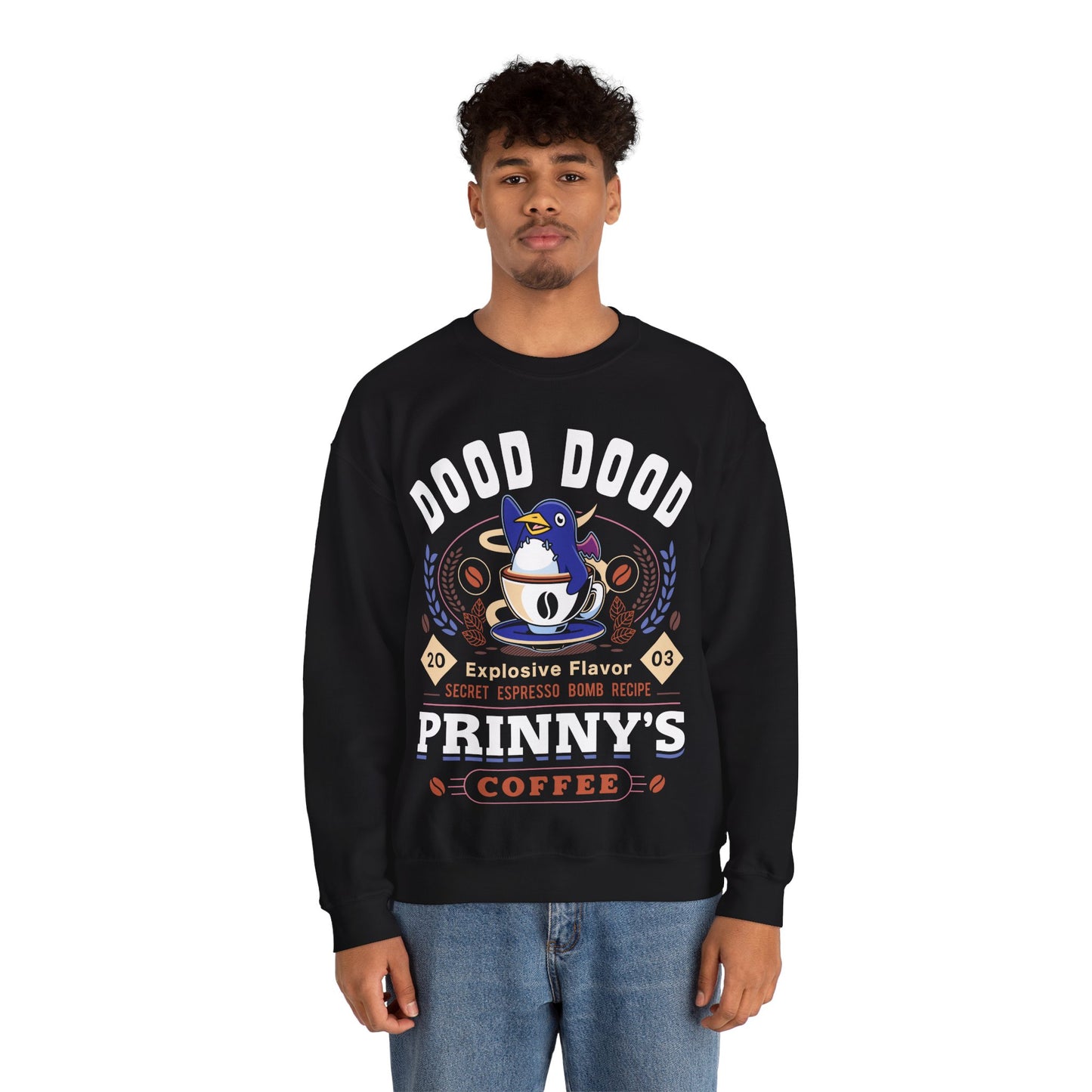 Prinny Dood Coffee Emblem Unisex Crewneck Sweatshirt