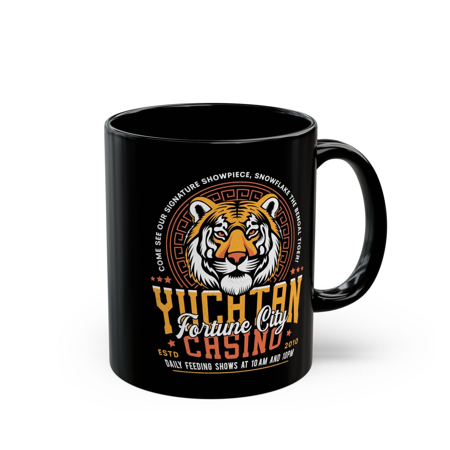 Yucatan Casino Snowflake Grunge Black Mug