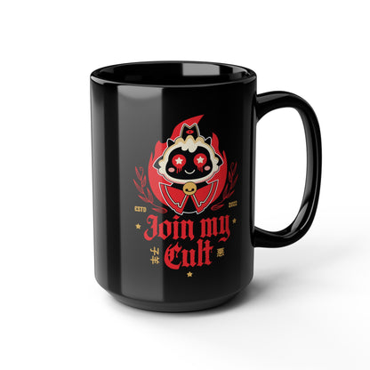 Join My Cult Emblem Black Mug