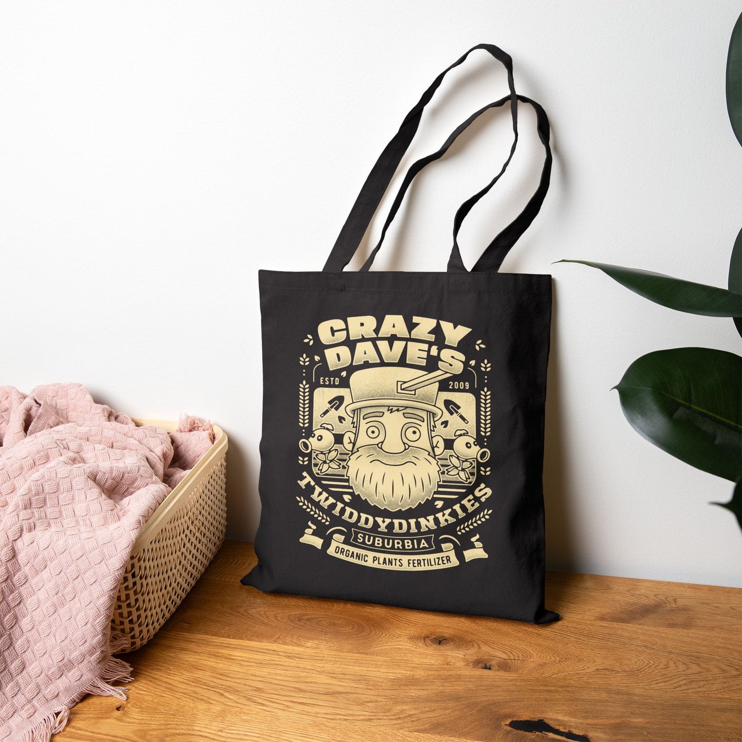 Crazy Dave Emblem Grunge Tote Bag