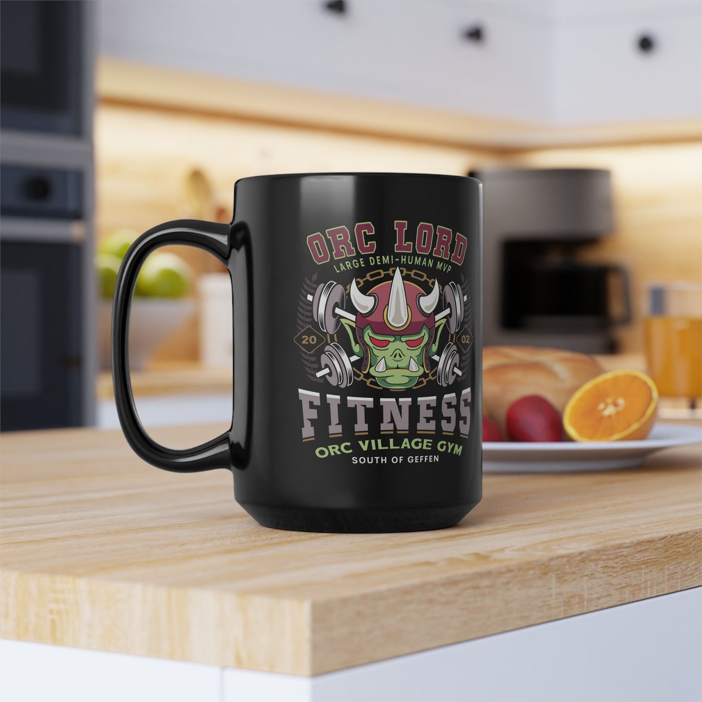 Geffen Orc Village Fitness Black Mug