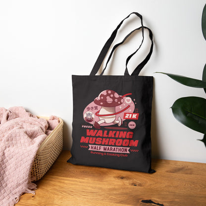 Walking Mushroom Marathon Cotton Canvas Tote Bag