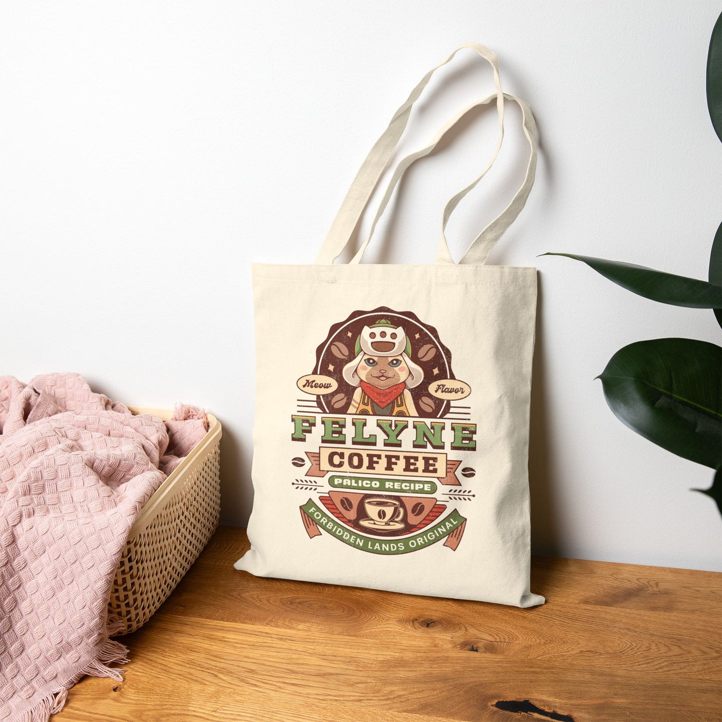 Felyne Palico Coffee Vintage Cotton Canvas Tote Bag