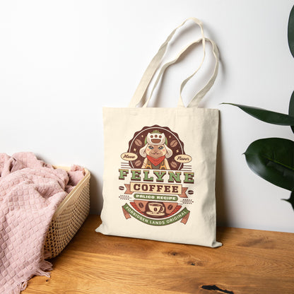 Felyne Palico Coffee Vintage Cotton Canvas Tote Bag