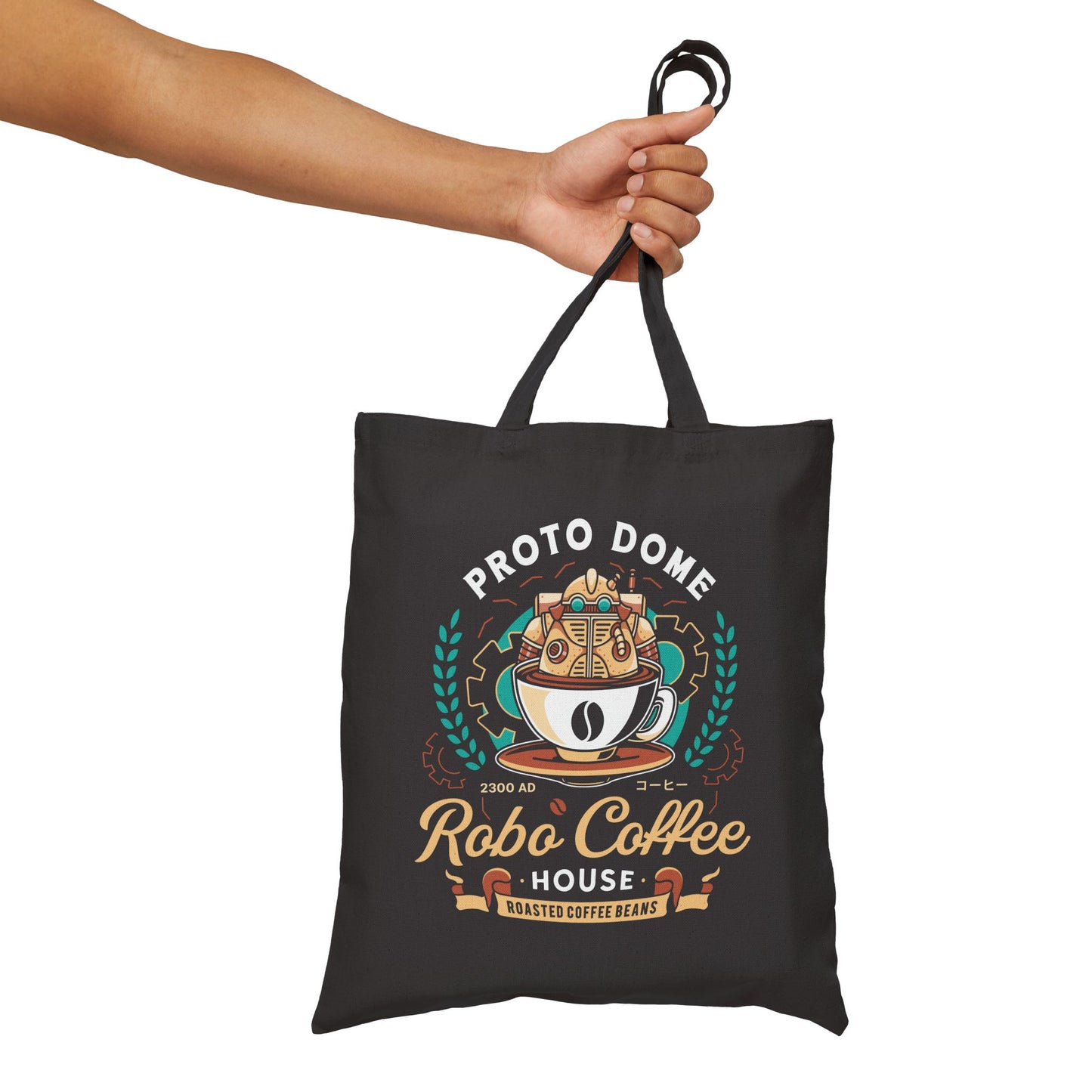 Proto Dome Robo Coffee Crest Cotton Canvas Tote Bag