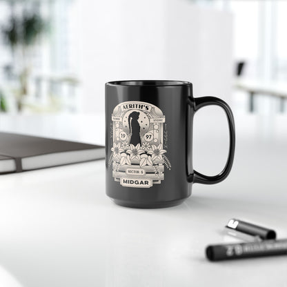 Aerith And Flowers Black Mug