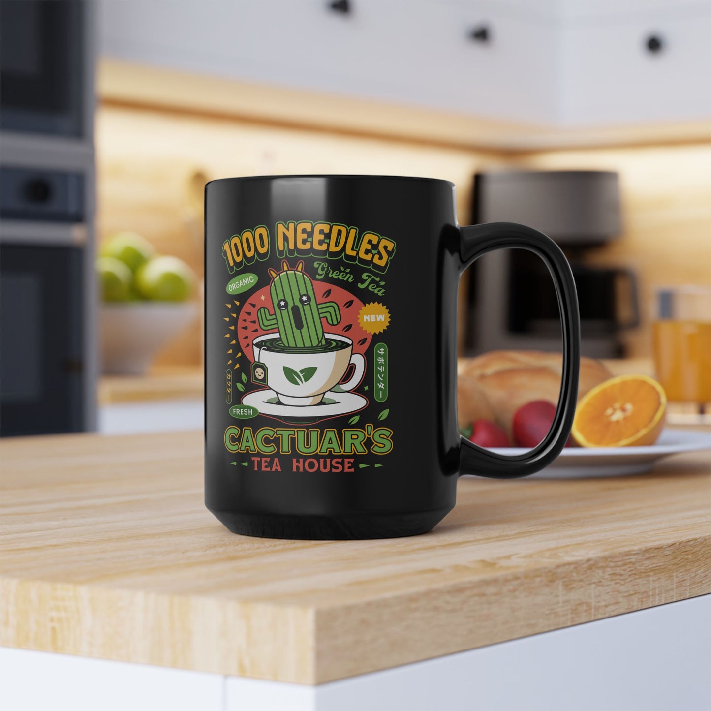 Cactuar Green Tea Emblem Black Mug