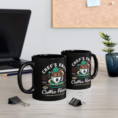 Chefs Knife Coffee Crest Black Mug